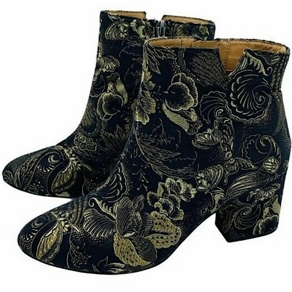 Franco Sarto Olympia Black & Gold Ankle Boot